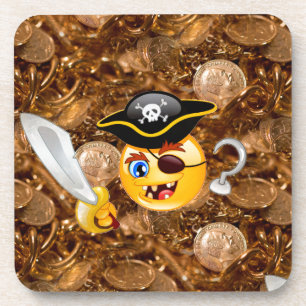 Schatz Pirate Emoji Getränkeuntersetzer