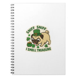 Schatz schnüffelnder Pug St.Patrick's Day Notizblock