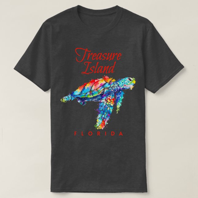 Schatzinsel Florida Wasserfarbenschildkröte T-Shirt (Design vorne)