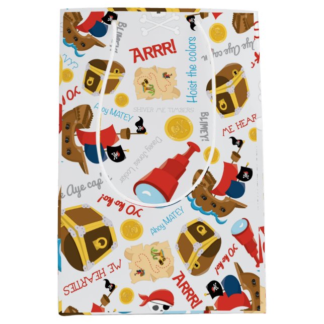 Schatzinsel Party Pirate Mittlere Geschenktasche Geschenktüte (Vorderseite)