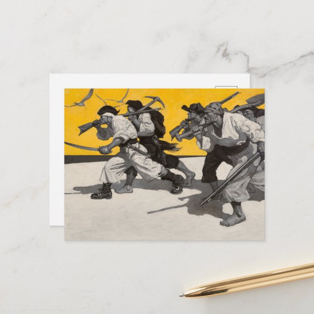 Schatzinsel von Newell Convers Wyeth Postkarte (Vorderseite/Rückseite Beispiel)