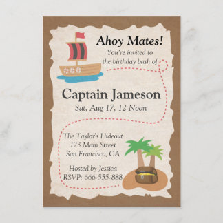 Schatzkarte, Pirate Theme Geburtstagsparty Einladung