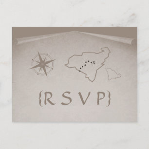 Schatzkarte UAWG Postcard, Beige Einladungspostkarte