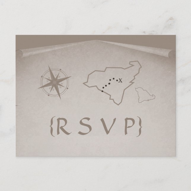 Schatzkarte UAWG Postcard, Beige Einladungspostkarte (Vorderseite)