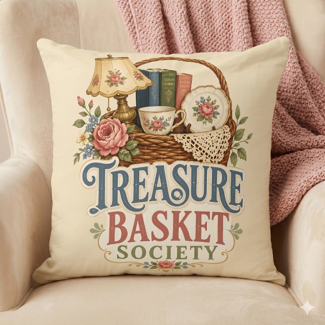 Schatzkorb Gesellschaft Cottagecore Kissen (Treasure Basket Society Cottagecore Throw Pillow)