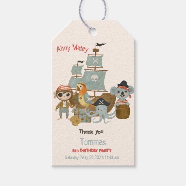 Schatzsucher Pirate Birthday Geschenkanhänger (Vorderseite)