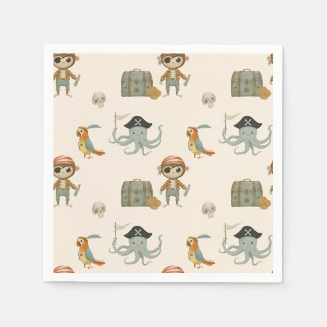 Schatzsucher Pirate Birthday Serviette (Vorderseite)