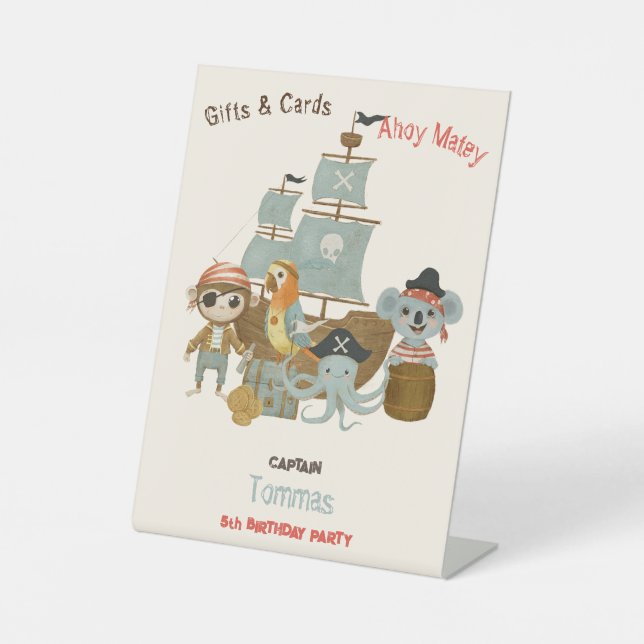 Schatzsucher Pirate Geburtstagsgeschenk Sockelschild (Vorderseite)