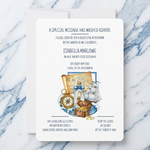 Schatztruhen-Karte-Boot-Geburtstagseinladung Einladung