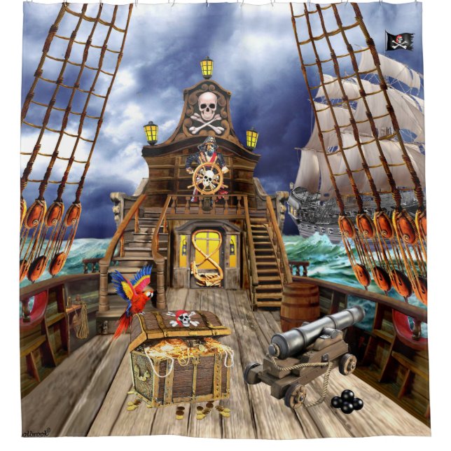 SCHÄTZUNG VON PIRATEN DUSCHVORHANG (Vorderseite)