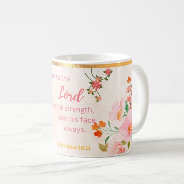 Schau auf den Herrn nach Stärke Kaffeetasse (VorderseiteRechts)