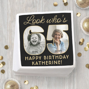 Schau mal, wer 65 ist Schwarz & Gold Alles Gute zu Serviette