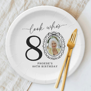 Schau mal, wer 80 ist Foto 80. Geburtstag Pappteller