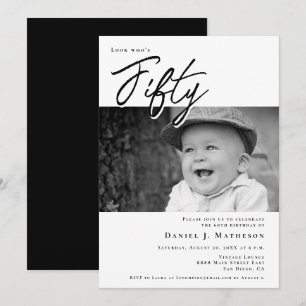 Schau mal wer Fünfzig ist Lustiges Baby Foto 50. G Einladung