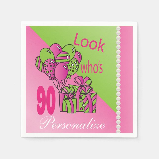 Schau mal, wer ist 90 | 90. Geburtstag Serviette (Vorderseite)