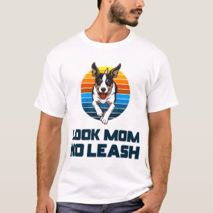 Schau Mama Ohne Leine Lustiges Retro Hunde Mama Ge T-Shirt