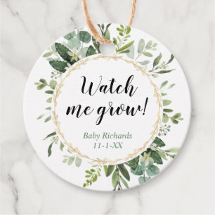 Schau mir zu, wie ich grüne Eukalyptus-Babydusche Geschenkanhänger