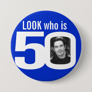 Schau, wer 50 Foto weiß ist, blau Button