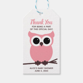Schau, wer fast fällig ist! Pink Owl Babydusche Geschenkanhänger