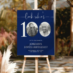 Schau, wer ist 100 Blue 100. Geburtstag Poster