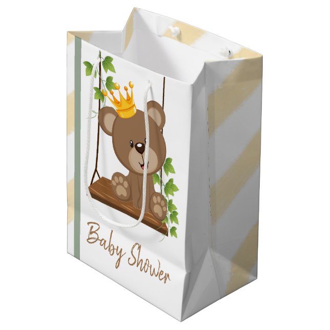 Schauen Flora Prince Bärenjunge Babydusche Mittlere Geschenktüte (Vorderseite Schrägansicht)