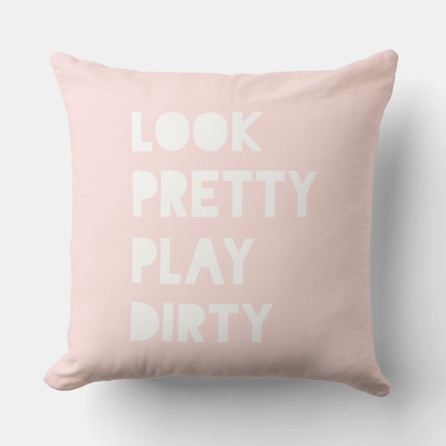 Schauen Sie hübschen lustigen Slogan erröten Rosa Kissen (Vorderseite)