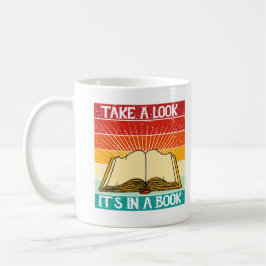 Schauen Sie mal rein, es ist in einem Buch - Retro Kaffeetasse