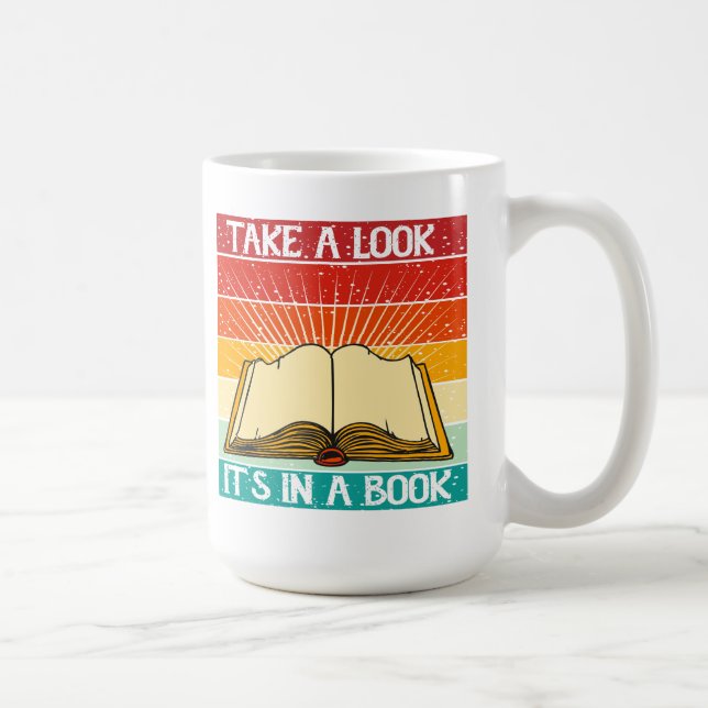 Schauen Sie mal rein, es ist in einem Buch - Retro Kaffeetasse (Rechts)