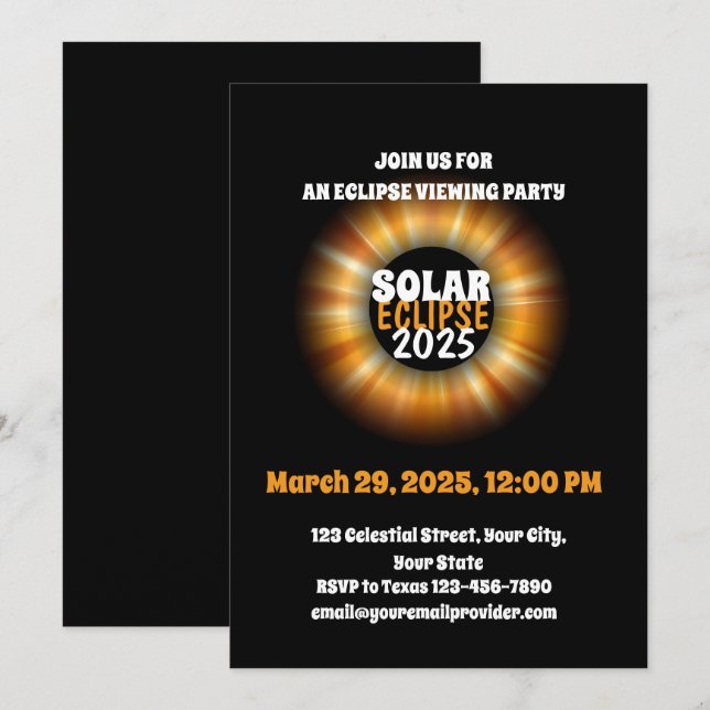 Schauen Sie sich die teilweise Solar-Eclipse 3.29. Einladung (Vorne/Hinten)