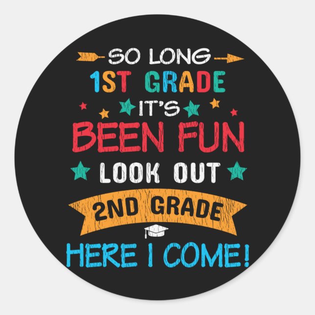 Schauen Sie sich die zweite Klasse an, ich komme z Runder Aufkleber (Vorderseite)