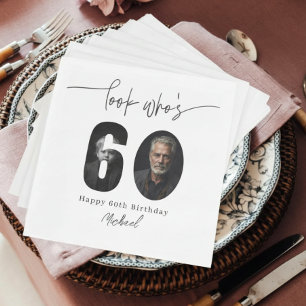 Schauen Sie, wer 60 ist Benutzerdefinierte Foto-Ge Serviette