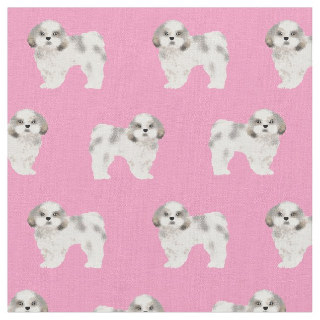 Schauer tzu niedlicher Hund rosa Stoff (Nahaufnahme)