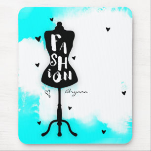 Schaufensterpuppenständer FASHION Aqua & Weiß mit Mousepad