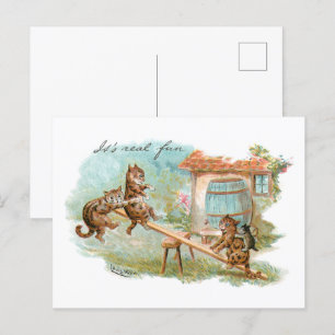 Schaukel Katzen Spielplatz Postkarte