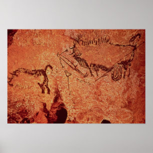 Schaukeln Sie Malerei einer Jagdszene, c.17000 BC Poster