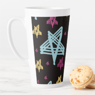 Schaukelnde Sterne Pink Blau Schwarz  Milchtasse