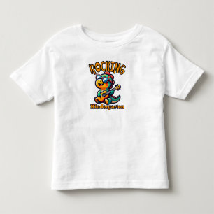 Schaukelnder Kindergarten-Dinosaurier mit Gitarre Kleinkind T-shirt