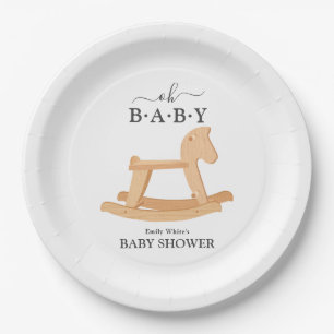 Schaukelpferd-Baby-Party Minimalistische Baby-Part Pappteller