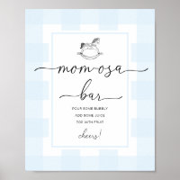 Schaukelpferd Blau Gingham Dusche Mom-osa Bar Schi