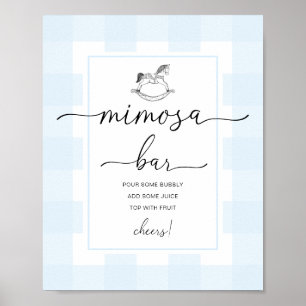 Schaukelpferd Blau Gingham Mimosa Bar Schild