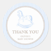 Schaukelpferd Blau Toile De Jouy Baby Shower