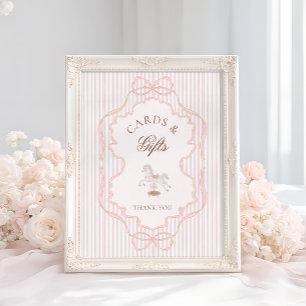 Schaukelpferd Rosa Baby Shower Karten und Geschenk Poster
