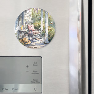 Schaukelstuhl-Szene auf der Veranda mit Glyzinien Magnet