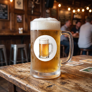 Schäumender kalter Bierkrug Trinker Runder Aufkleber