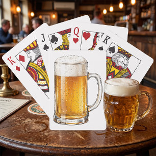 Schäumender kalter Bierkrug Trinker Spielkarten