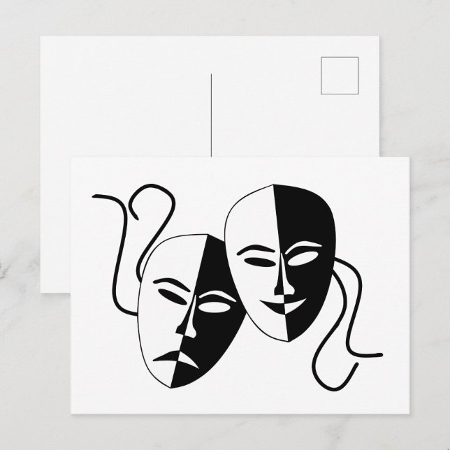 Schauspiel für einfache Drama-Comedy-Masken Postkarte (Vorne/Hinten)