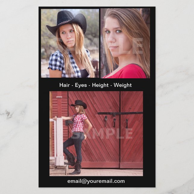 Schauspiel Headshots Comp Cards Flyer (Hinten)