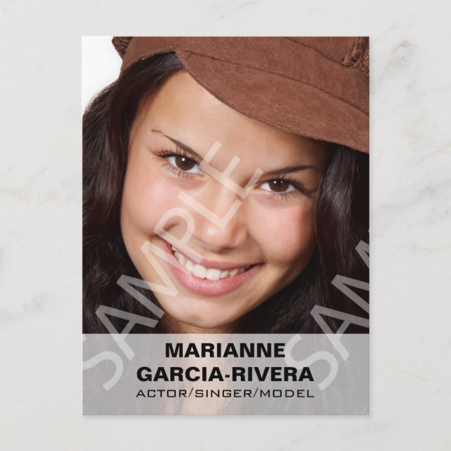 Schauspieler-Headshot Weißes transparentes Panel Postkarte (Vorderseite)