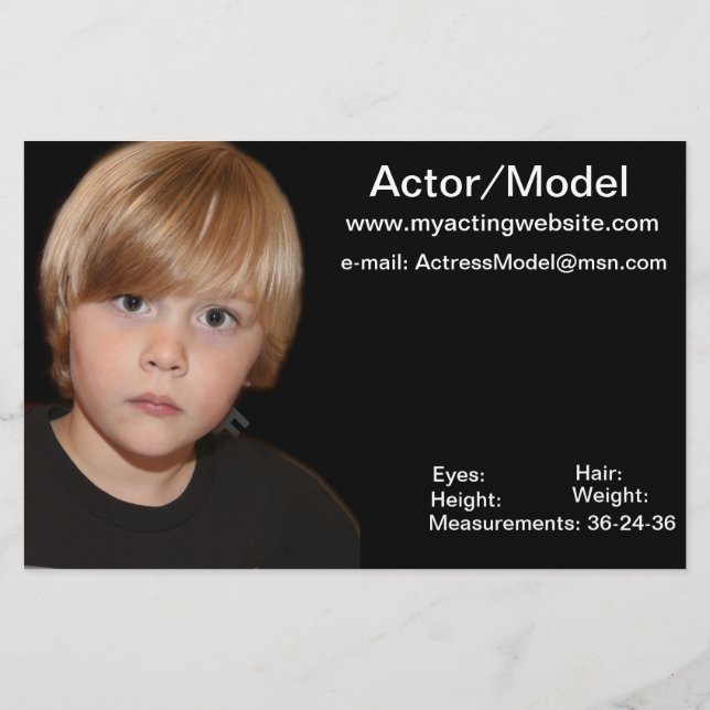 Schauspieler-Komp-Karten für Kinder Flyer (Hinten)