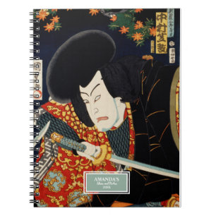 Schauspieler mit einem Samurai-Schwert Toyohara Ku Notizblock